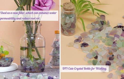 Image of YATOJUZI 2lb Fluorite Aquarium Gravel Rocks Natural Tumbled Healing Crystal Chips Bulk Gemstones Crushed Stones for Fountain Vase Filler Planters Decorative Fish Tank Potted Reiki Energy Balancing