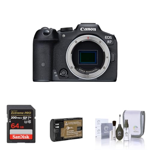 Canon EOS R7 Mirrorless Camera, Bundle with 64GB Memory Card, Battery and Cleaning Kit