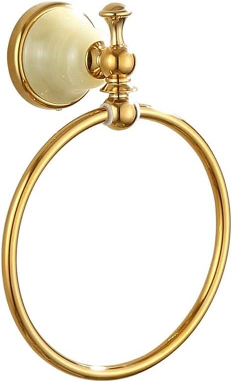 European-Style All-Copper Natural Jade Golden Towel Ring, Bathroom Hardware Pendant Towel Holder, Wall Hanging Rack Bathroom (Color : Sapphire)