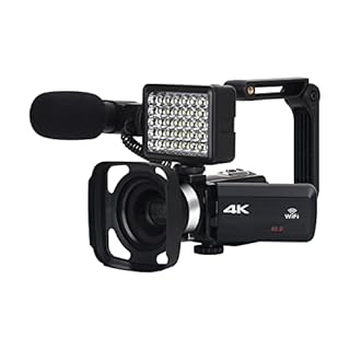 CSDASW Videocamera Full 4K Videocamere digitali Professionali Streaming Live Fotografia 18X Registratore Vlog Webcam Ultra HD(64G SD Card,with Lens Microphone)