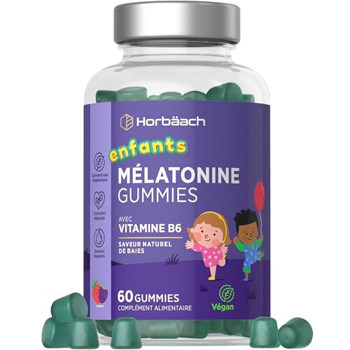 Mélatonine Gummies pour Enfants | avec Vitamine B6 | 60 Gommes (2 Mois) | Melatonin for Kids | Complément Alimentaire Haute Dosage | par Horbaach