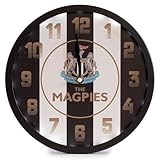 Newcastle United FC - Reloj de pared LED a rayas, metal, 25 cm de diámetro, requiere 3 pilas AA
