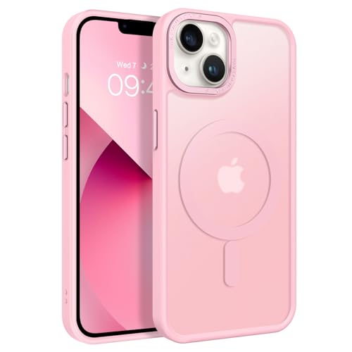 Coque Magsafe iPhone 14 et 13 BENTOBEN protection antichoc rose pâle mate
