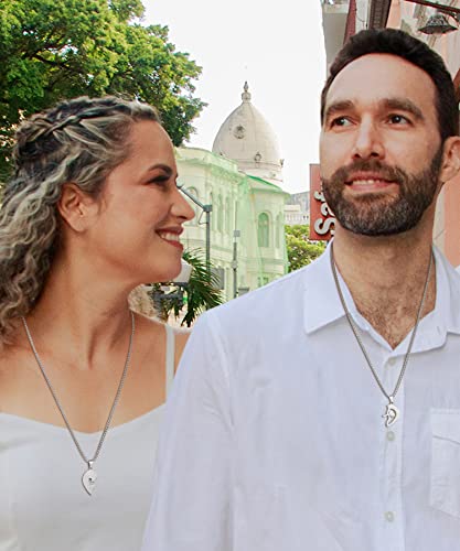 Buleens Heart Pendant Necklaces For Women Mens Girls Bff Couple Friendship Matching Yin Yang Sun Moon Magnet Necklace Lock Key Anchor Chain Set Stainless Steel Cubic Zirconia (Lock Heart Couple Necklaces -005) #TOP3