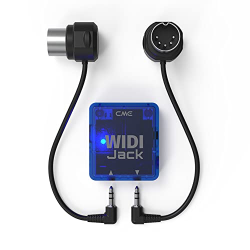 Image of CME WIDI Jack - Bluetooth MIDI Interface with MIDI Cable Pack Including 5-PIN DIN Connections - Wireless for Synth Keytar Pedalboard Keyboard and More | 5-pin DIN hardware, Ultra low 3ms Latency, Power via MIDI Out or USB-C