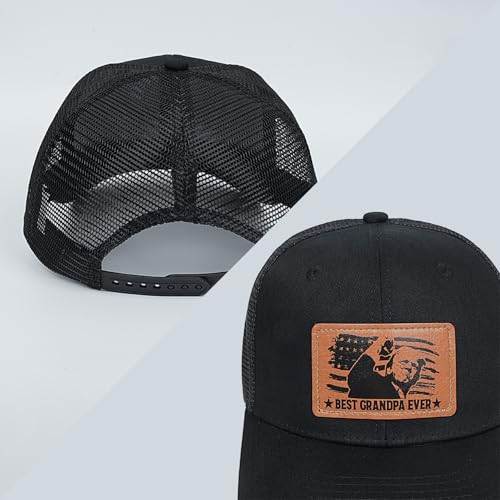 Image of Best Grandpa Ever Hat, Gifts for Grandpas from Grandkids for Christmas Fathers Day Birthday, Grandpa Trucker Black Cap