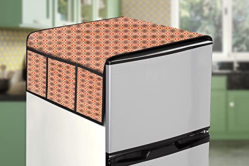 Image of Stylista Refridgerator top Cover Suitable for Samsung RR20C1824CR /HL, 183 Liter Fridge, Dimension (WXD) 65x111 CM, Surface Pattern Brown