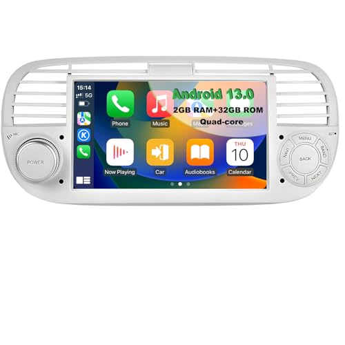 Black 4 64GB] Autoradio für FIAT 500 2007-2015 mit 7 Zoll Touchscreen