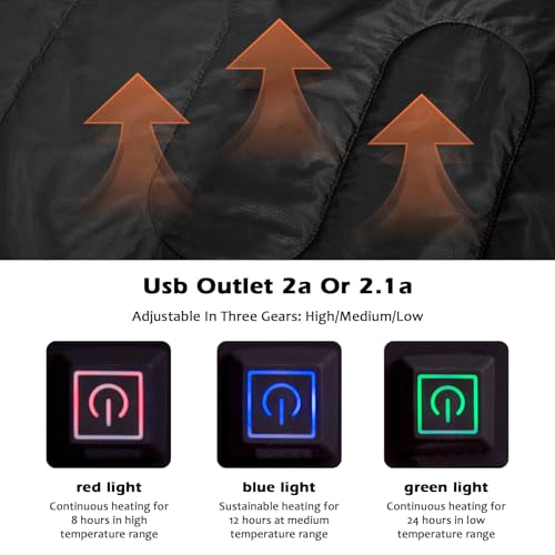 Heated Sleeping Bag, Electric Warm Bag Pad with 3 Adjustable Heating Levels, USB Powered Heating Pads Adjustable Hood, 0 Degree Camping Sleeping Bag Keep Warm for Cold Weather Outdoor Hiking miniatura 4