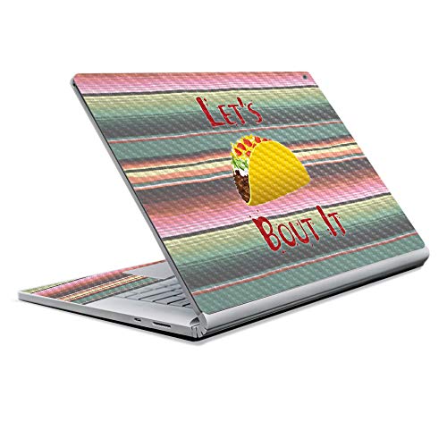 Image of MightySkins Carbon Fiber Skin for Microsoft Surface Book 2 13 inch (2017) - Lets Taco Bout It,Protective, Durable Textured Carbon Fiber Finish,Easy to Apply, Remove,