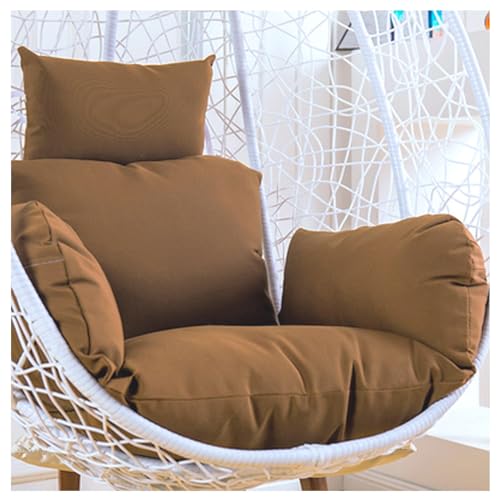 Cojín colgante para silla de jardín con almohada, cojín grueso para silla columpio, lavable, color marrón, accesorios para muebles de exterior