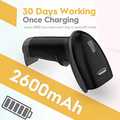 Image of NADAMOO Wireless Barcode Scanner 328 Feet Transmission Distance USB Cordless 1D Laser Automatic Barcode Reader Handhold Bar Code Scanner with USB Receiver for Store, Supermarket, Warehouse - Black