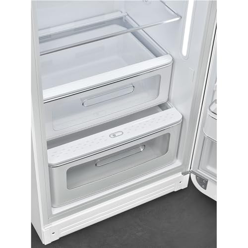 Image of Smeg FAB28 50's Retro Style Top Freezer Refrigerator with 9.93 Cu Total Capacity, Multiflow Cooling System, Adjustable Glass Shelves 24-Inches, Matte White Right Hand Hinge, FAB28URWHM3 Made In Italy