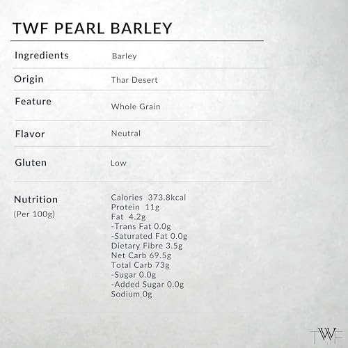 Image of TWF Pearl Barley | 1 Kg | Premium Hulled Whole Barley Grains | Jau | Jav | Barli | Yavalu | Yava | 100% Natural & Unpolished | High Fiber for Baking & Cooking | Ancient Grain | Perfect for Plant-Based Diets | Ideal for Soups, Salads, Risottos, Khichdi & Everyday Healthy Meals | Cooks Like Rice | Ideal for Risottos & Soups