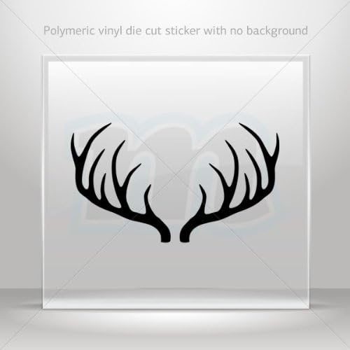 Sticker Decals Deer Horns Antler car helmet window bike Garage door 6 X 3.4 Inches Black 0602 W8628