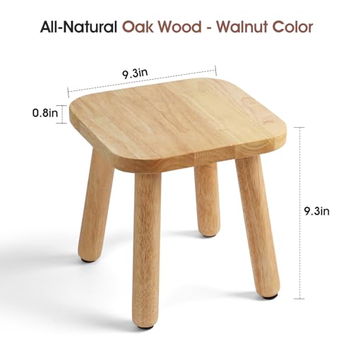 Image of Solid Wood Step Stool 9.3 inch - 300lbs Capacity Plant Stand Indoor, Smal Stools to Sit on, Multi-Use Footstool for Bathroom /Bedroom /Kitchen(Natural Color)