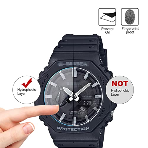 MIHENCE (Pack of 3) Compatible with Casio GA-2100 Screen Protector, 9H Anti-Scratch Premium Genuine Tempered Glass Screen Protector for G-SHOCK GA-2100 / GA-B2100 / GA-2000 Smartwatch