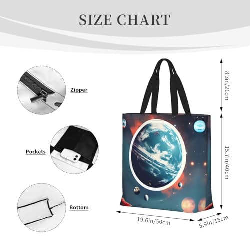 Space Planet Earth Print Women Reuseable Handbag, Grocery Bag Foldable For Shopping Travel Activity4