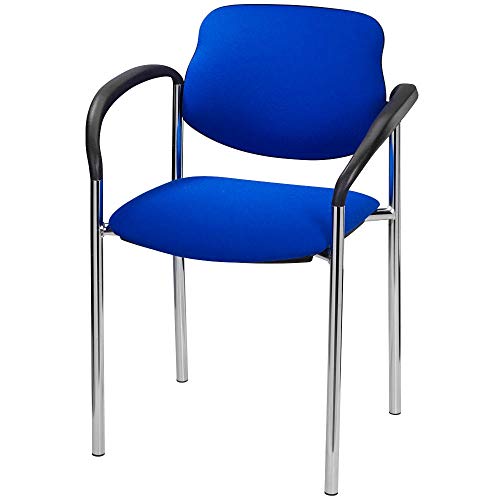 Silla de visita con reposabrazos ergonómicos azul cromado pack de 2 POV NOWY Styl