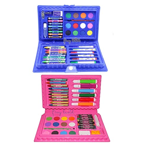 Image of Color Set 46 Pieces Art Craft Color Kit (Crayons, Water Color, Sketch Pens) for Kids (Multicolor) (Combo)
