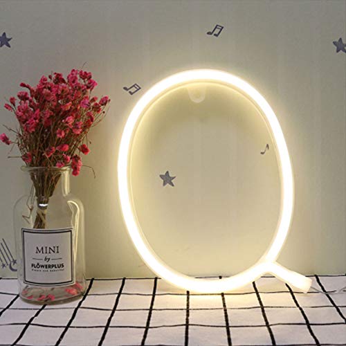 Image of ENUOLI LED Warm White Neon Letter Night Lights Glow Words Sign Gift Alphabet Neon Art Decorative Lights Best Wall Decor Hanging for Wedding Birthday Party Christmas Home Bar Club B