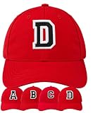 4sold Alfabeto in Cotone Casual A-Z Cappellini Rossi Black Letter Snap Cappello Posteriore Hat Unisex Ragazzi Ragazze o Uomo cap Berretto da Baseball Red Hat Bambini cap Alfabeto A-Z (Rosso D, Bimbo)