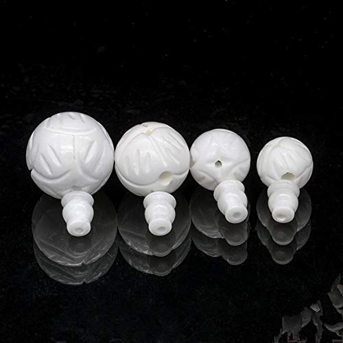 Pukido TSB0138 Natural Snow White Tridacna Shell Guru Beads 8/10/12/14/16mm Conch Shell Carved Padma Lotus Beads - (Item Diameter: 14mm)