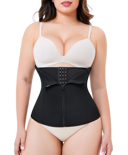 Nebility Waist Trainer for Women Zipper Tummy Control Shapewear Plus Size Waist Cincher Corset Faja Body Shaper Sport Girdle2