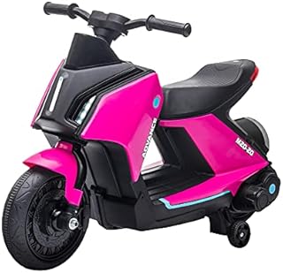 Aosom 6V Kids Motorcycle Dirt Bike Electric Battery-Powered Ride-On Toy Off-Road Street Bike with Music, Headlights, Rechargeable Battery, Training Wheels, for Ages 2-4, Pink