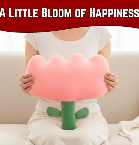 Image of Tickles Tulip Flower Soft Stuffed Plush Pillow Cushion for Kids Boys & Girls Birthday Gift Sofa Room Decor (Size: 30 cm Color: Pink & Green)