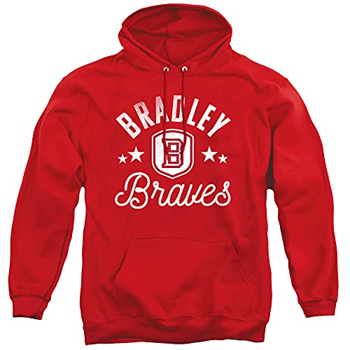 Bradley University Official Braves Unisex Adult Pull-Over Hoodie, Bradley University, Red, Large