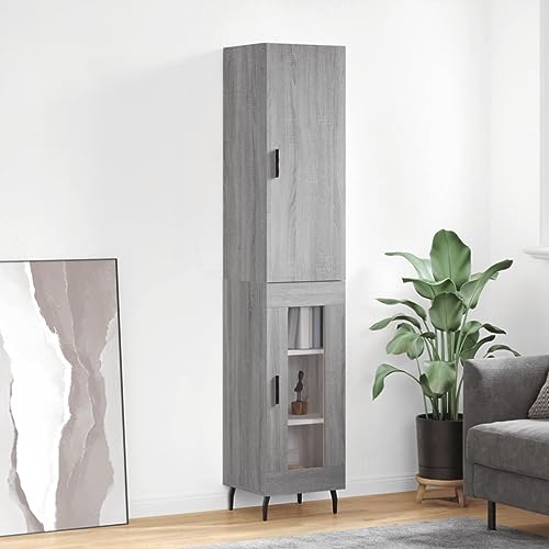 Credenza Soggiorno Grigio Sonoma - Mobile Multiuso Con Ante E Piano In Legno - Foto 3