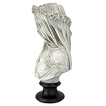 Design Toscano Veiled Maiden Indoor Bust Statue, 9 Inch Wide, 14 Inch Tall, Cast Stone Resin, Antiqued White Finish with a Black Painted Base - Image 3