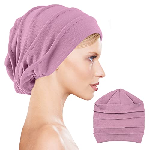 XPOOP Chemo Hat Mütze für Kopftuch Chemo Cancer Kopfbedeckung Muslimisches Chemotherapie Kappe Kopftuch Chemo Cancer Kopfbedeckung für Alopezie Haarverlust Urlaub, Lila, 25*20 Cover