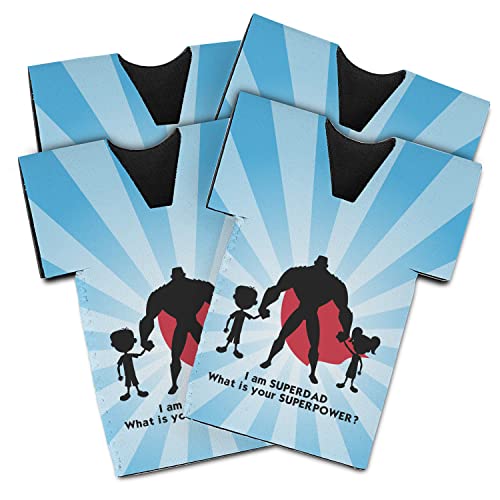 Personalized Super Dad Jersey Bottle Cooler - Set of 4