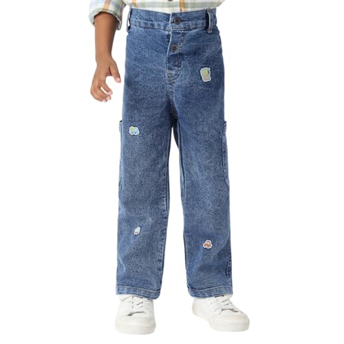 Image of Nautinati Boys Cotton Denim Jeans with Value-Added Detailing | Age 2-10 Years