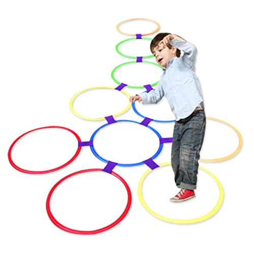 Hopscotch Ring Game speelgoed, 10 veelkleurige plastic ringen en 9 connectoren voor binnen- of buiten voor meisjes en… - Image 4