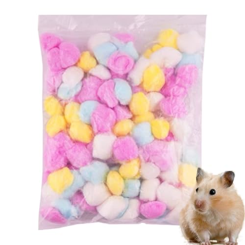 Permini de algodón de hámster - para mascotas, relleno de anidación caliente | 100 piezas de algodón colorido para chinchilla, jerbo, cobaya, material acogedor de invierno, let