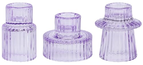 HofferRuffer Lot de 3 bougeoirs votifs en Verre pour Bougies Coniques/piliers/Bougies Chauffe-Plat,...