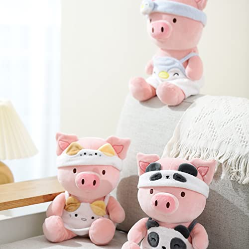Miniso 9.4'' Hairband & Pijamas Pig Plush Toy, Cute Kawaii Kids Toddler Sleeping Pillow For Boys And Girls, Soft And Fluffy Stuffed Animal (Panda) #TOP3