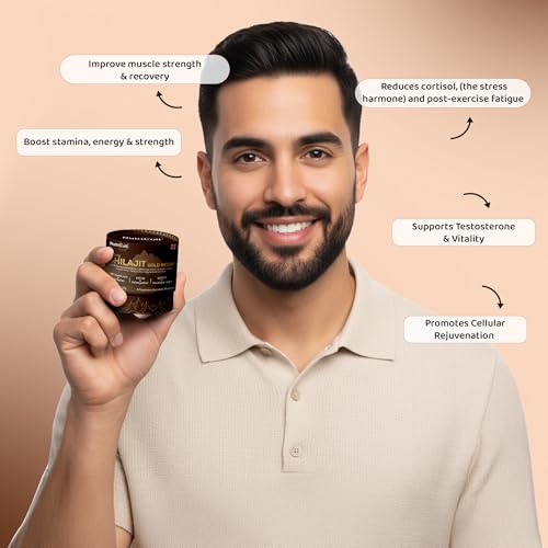 Image of Shilajit Gold Resin For Men & Women | With KSM-66 Ashwagandha, Safed Musli, Gokshura & Saffron | Shilajit For Men | Supports Muscle Recovery, Energy, Stamina, Vitality | 40 Gram (Pack of 2)
