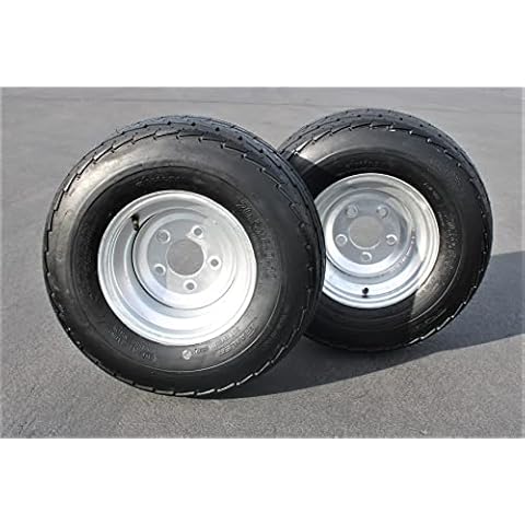 (Set of 2) 205/65-10 20.5x8.0-10 10 ply Load Range E Super Durable Antego Trailer Tire Wheel Assy - 5 Lug Galvanized Rim Cover
