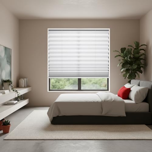 BLINDS101 No Drill Cordless Pleated Fabric Shades, White, 19" W x 64" H by BLINDS101 - Used condition - Image 4