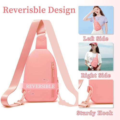 Image of Small Initial Sling Bag for Women Crossbody Bags Fanny Pack Chest Bag Purses Birthday Gift Pink, C