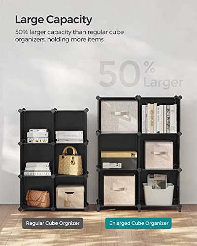 Image of SONGMICS 6 Cube Storage Organizer, Modular Bookshelf, Plastic Shelves | DIY Closet Organizers and Storage, with Feet and Rubber Mallet, Black, ULPC206B01