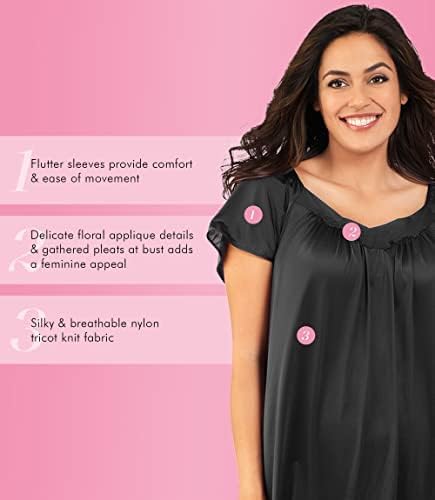 Exquisite Form 30109 Women's Nylon Tricot Flutter Sleeve Short Knee Length Nightgown - Image 4