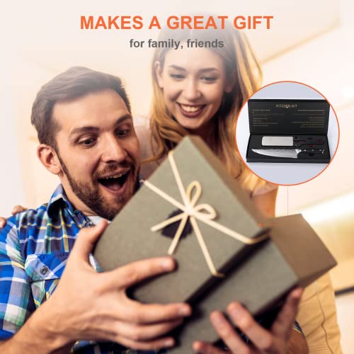 Etitato Knife Sharpeners Chef Knife, Kitchen Kit 8 Inches Non-Stick Stainless Steel Ultra Sharp Kitchen Knives For Home Kitchen， Professional 5-In-1 Sharpening Stone With 3 Slots For Knives Scissors #TOP1