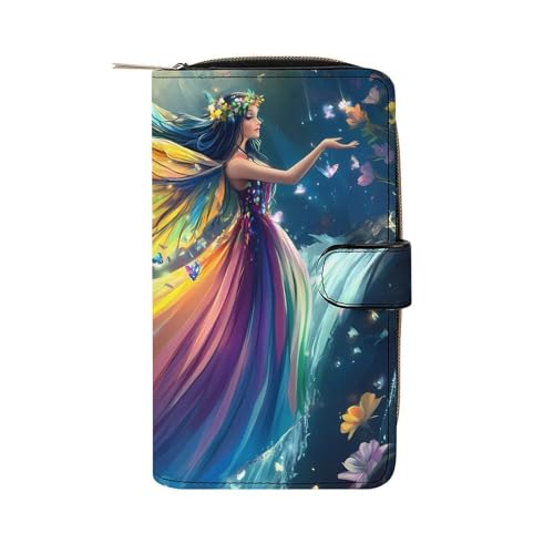 Beautiful Butterfly Fairy Womens PU Leather Wallet Long Purse Clutch Organizer for Office Travel