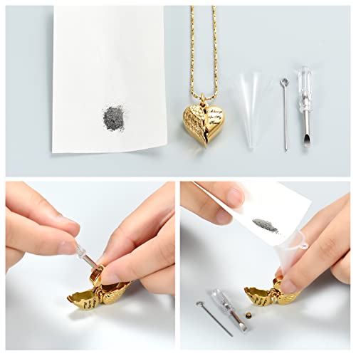 Imrsanl Cremation Jewelry for Ashes Heart Urn Necklace Pendants Ashes for Women Men Family Keepsake Memorial Angel Wing with Charm Heart for Loved Ones4