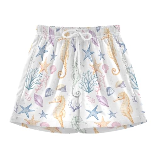 Watercolor Seahorses Boys Swim Trunks with Compression Liner Quick Dry Bathing Bottom Kids Beach Shorts3